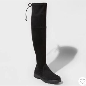 Over The Knee Boots Size 5.5 Womens Black Grunge Y2k Goth tie fall whimsigoth